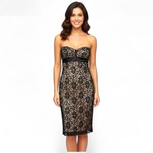 Venus Size S Black Lace Overlay Strapless Dress